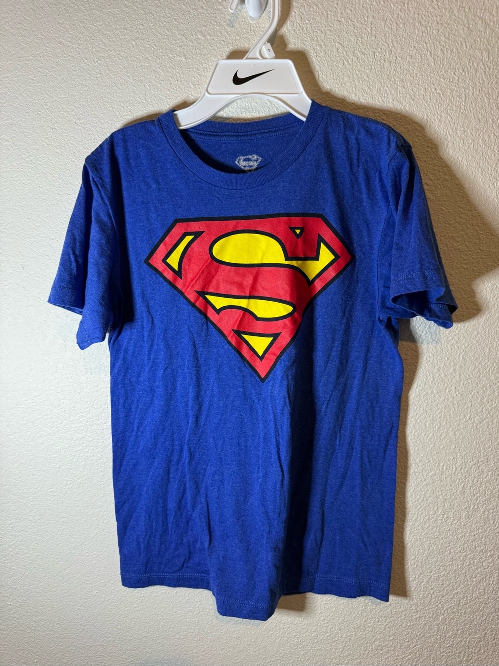 Women’s Superman Logo Blue Tee with Red & Yellow Shield